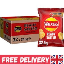 Ready Salted Crisps - Bulk Case of 32 (32.5g Packs) - Vegetarian British Snack