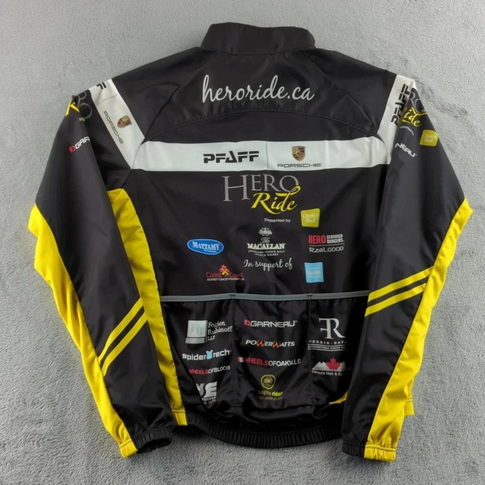 Chaqueta de ciclismo Louis Garneau Hero Ride mediana negra amarilla Porsche Pfaff Canadá Foto 2 de 4