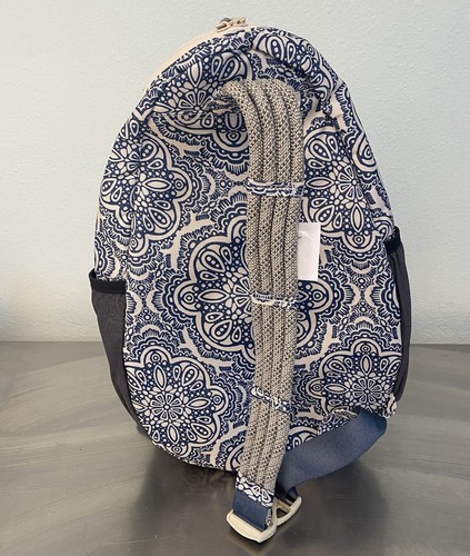 Kavu Sling Rope Bag Large Blue Canvas Zips Paisley Top Spin Divine Damask NWT! - Picture 2 of 8