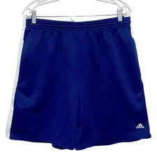 Adidas Blue Athletic Shorts Mens L White Stripes Athleisure Sporty Casual Gym