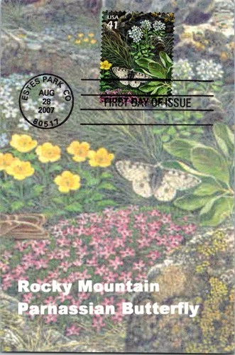 Dr Jim Stamps Maximum Card 41c Rocky Mountain Parnassian Butterfly First Day