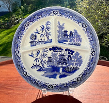 Rare Villeory Boch Wallerfangen Antique Willow Chop Plate 11" Sarr Basin 1890s