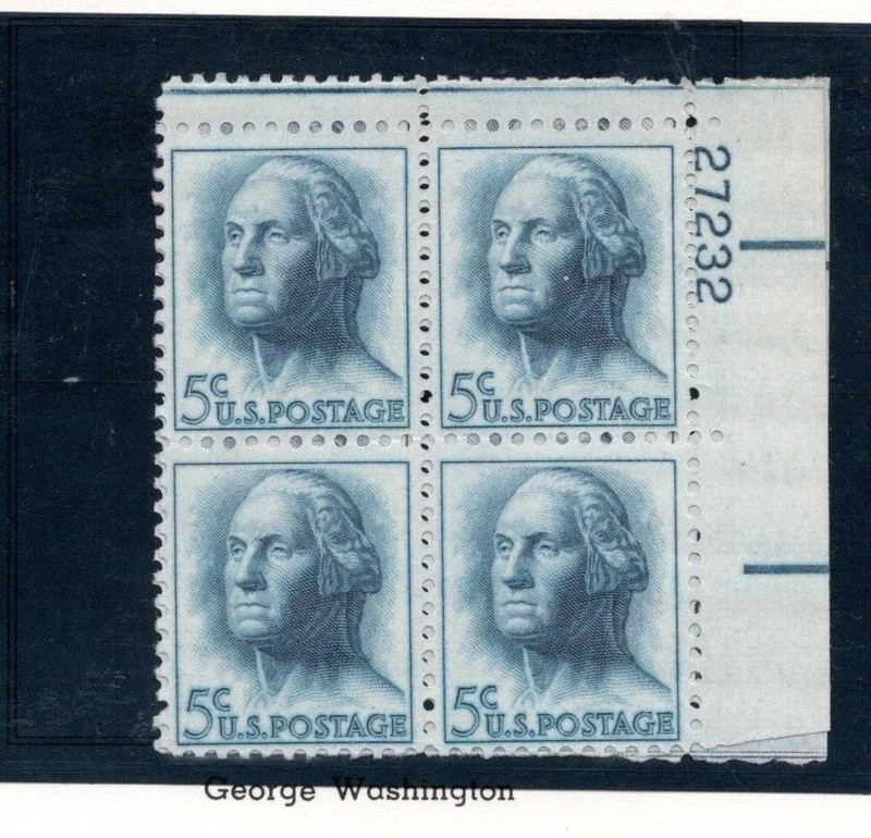 SC# 1213, 5c Regular Issue, George Washington, Plate Block of 4, M/NH