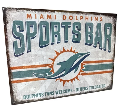 Miami Dolphins sports Bar Tin Sign wall decor 12.5" x 16" Made in USA