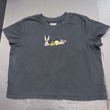 Warner Bros Looney Tunes Character Shirt Embroidered Pocket Black Unisex XL