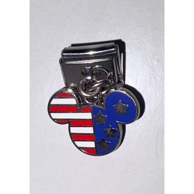 Disney Mickey Mouse American Flag Patriotic Italian Charm Bracelet Link