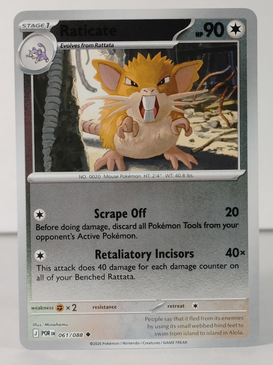 pokemon card rater Raticate - Reverse Holo - Perfect Order #061 - Pokemon