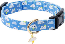 Cotton Dog Collar,Adjustable Cute Puppy Collar with Moon Patterned Design for Sm