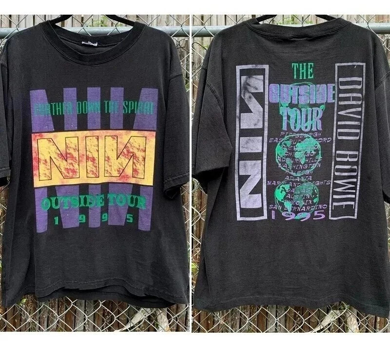 Vintage 1995 Nine Inch Nails David Bowie Outside Tour Two Sided T