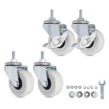 M6 Threaded Stem Caster Wheels, 2 Inch PVC Silent, M6x 15mm, 2 - White 
