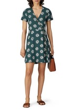 Madewell Size 2  Big Daisy Midnight Green Daisy Daydream Button Wrap Dress