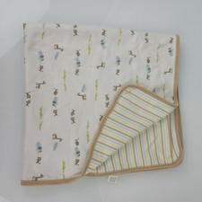 Carters Os Baby Blanket 2 Sided Zoo Animals And Stripes Elephant Lion Monkey