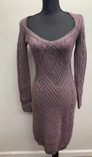 Victorias Secret Moda International Purple Knit Sweater Dress Knee Length Wool S