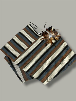 Y2k 5 7 9 Knit Striped Shaw With Feather Accent Small