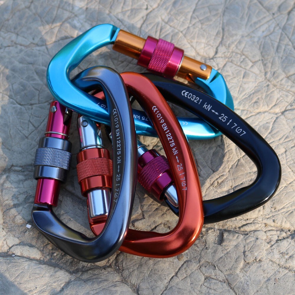 4 Pack-25KN Aluminum Locking Carabiner Clips Rock Climbing Spring Snap Hooks Lot