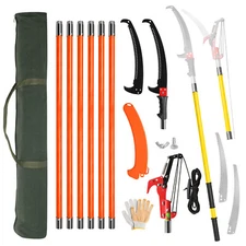 Manual Pole Saw Extendable Tree Pruner 6.5-26 ft Fiberglass Pole Scissors