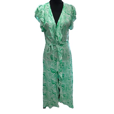 MELISSA ODABASH Bria Folie Maxi Kaftan Womens Size Small Green & White |  eBay