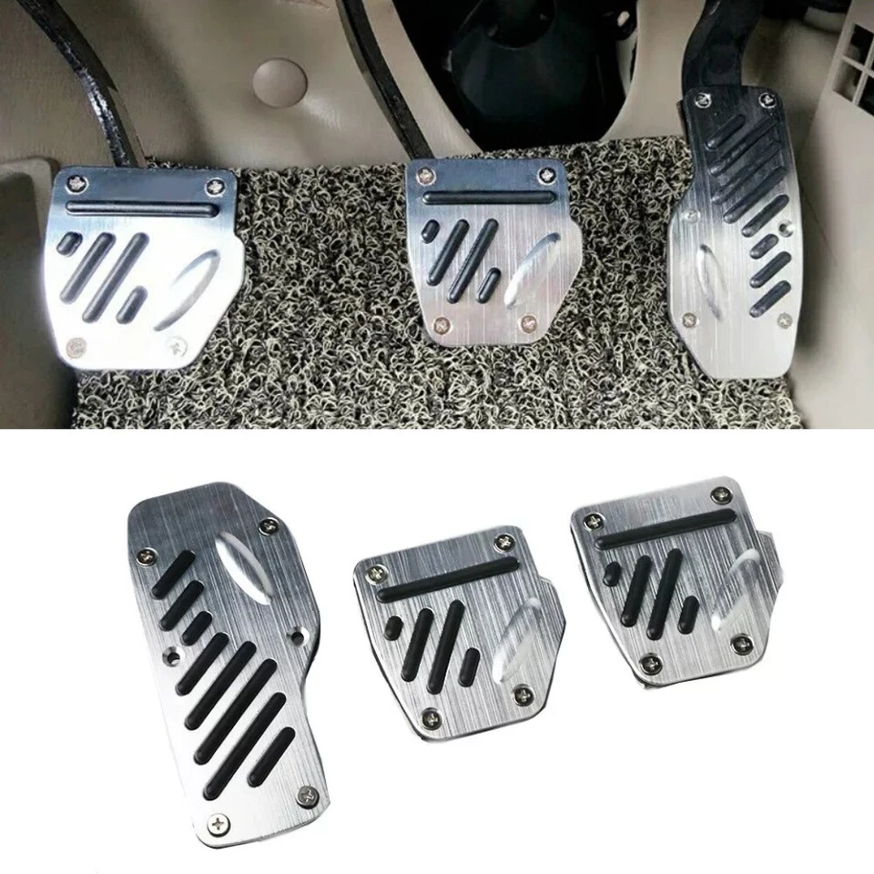 Almohadillas antideslizantes para pedales de coche de aleación de aluminio para transmisión manual de 3 piezas Foto 3 de 4