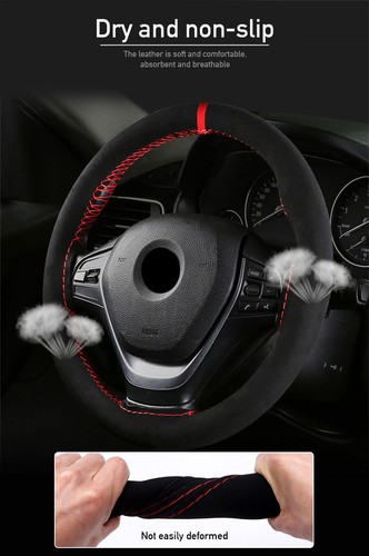Car Steering Wheel Protector Cover W/Needle Thread Anti-slip Interior Accessory - Foto 8 di 12