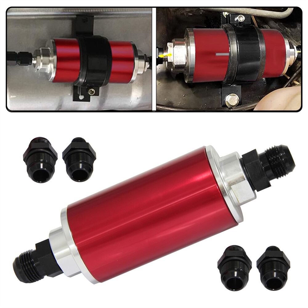 58mm Inline Fuel Filter AN6 AN8 AN10 100 Micron Reusable Element