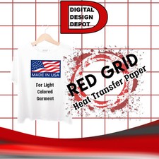 Heat Transfer Paper T-shirt Inkjet Light Iron On RED GRID 8.5" x 11" 50 Sheets