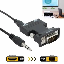 HDMI Female to VGA Male Adapter Converter with Audio Cable Support 1080P Output