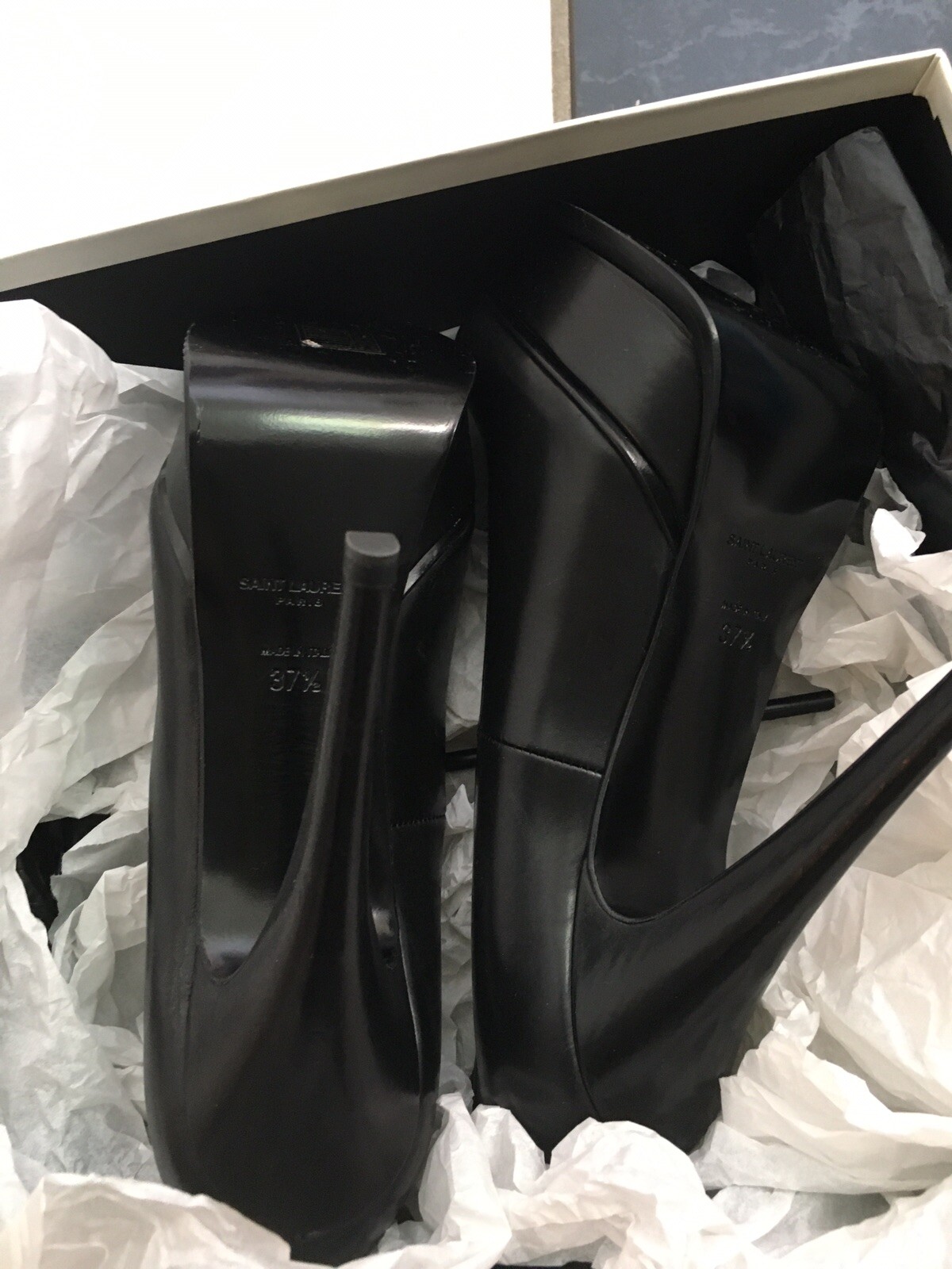 Nuove con scatola décolleté con plateau 100% originali YSL Saint Laurent in pelle nera $850 taglia 37 5