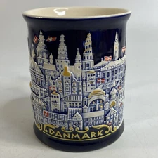 Danmark Copenhagen Towers Beer Stein Tankard Porcelain Danish Mug Embossed Dk Bl