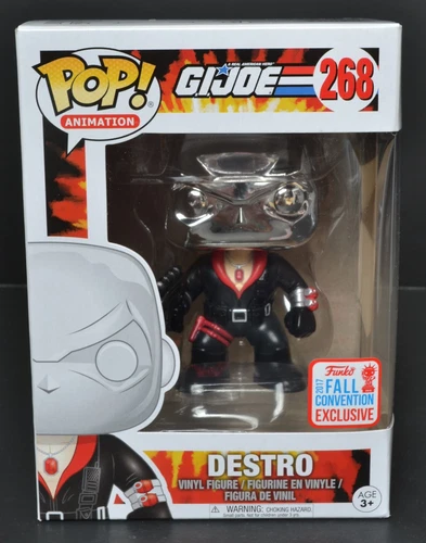 Funko Pop 'Animation' DESTRO CHROME Figure #268 NRFB G.I. Joe 2017 Fall Conv.