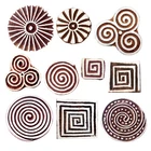Wooden Stamps for Block Printing on Border, Textile, Clay, Pottery (Set of 10)