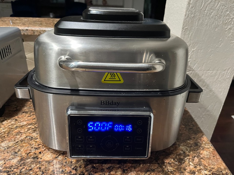 10in1 Electric Indoor Grill Combo, 6.5 QT Air Fryer, Roast, Bake and