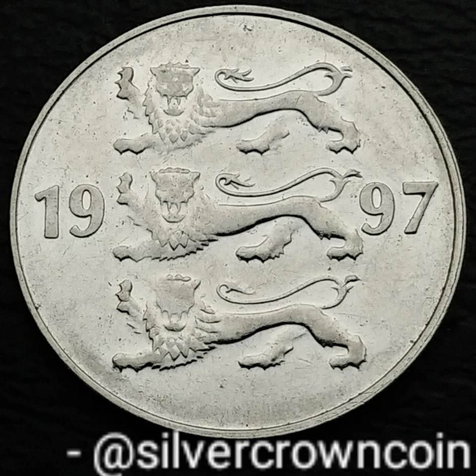 Estonia 20 Senti 1997. KM#23a. Twenty Cents coin. 3 Leopards.  - Image 2 of 4