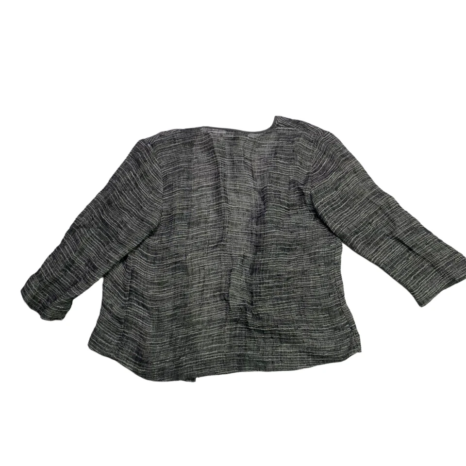 Eileen Fisher Kimono Linen Jacket Womens Size PP Black Open Front Lightweight - Image 2 of 4