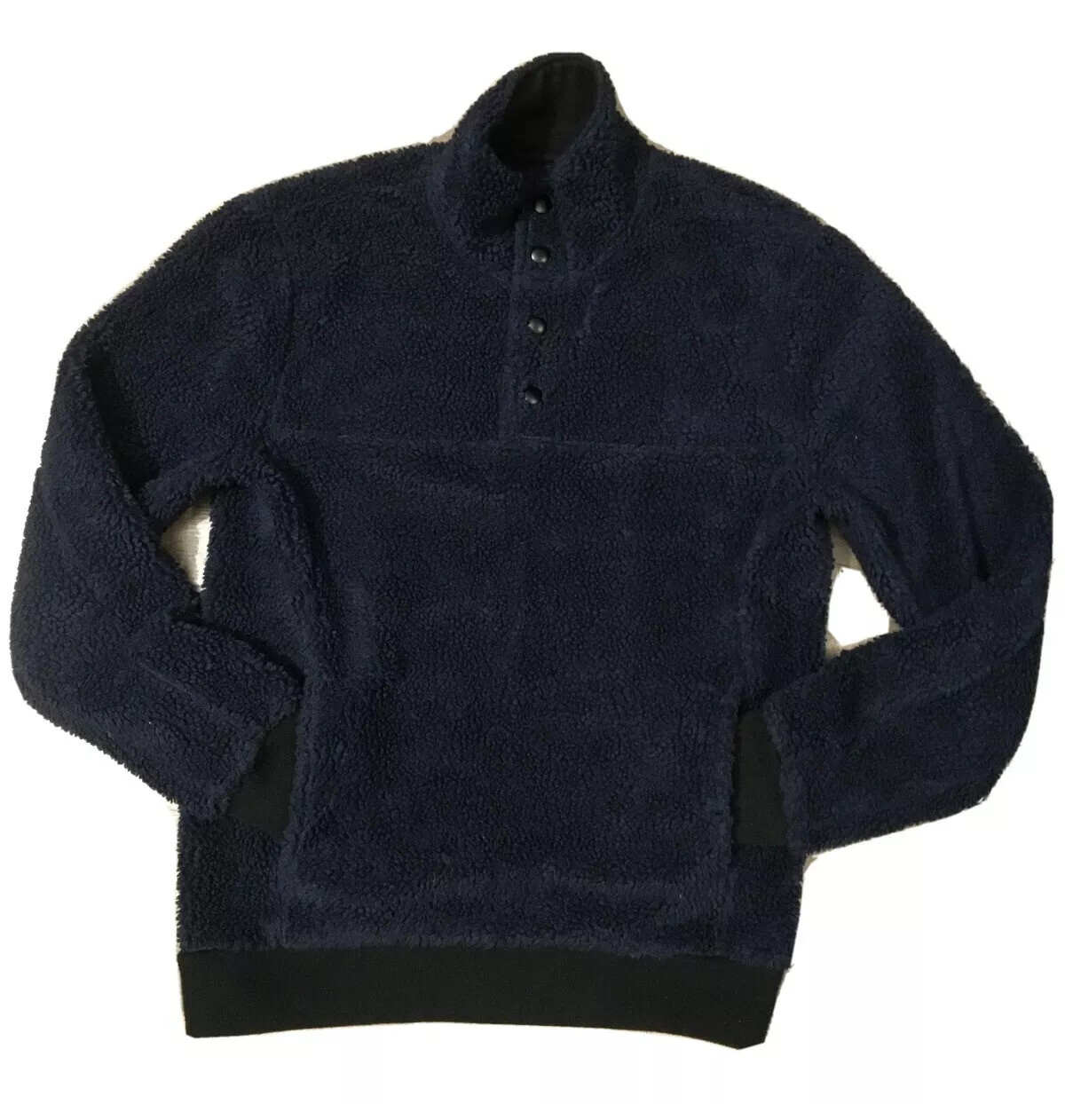 Sherpa Fleece Mock Neck Pullover Navy 
