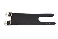 2.25" Wide Black Leather Strap Bracelet Biker Metal Rock Punk Emo Wristband Cuff