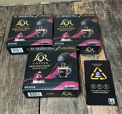 NEW L'OR Provocateur Medium Roast 3 Boxes 30 Count Single Serve Coffee Capsules