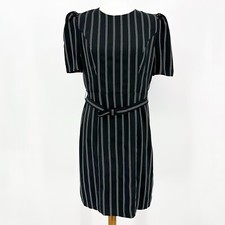 Express Womens Dress 12 Black White Vertical Stripes Sophisticated Office Career