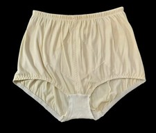 VTG Granny Shaper Mesh Sheer Beige High-Waisted Ivory Nylon Panties Mushroom