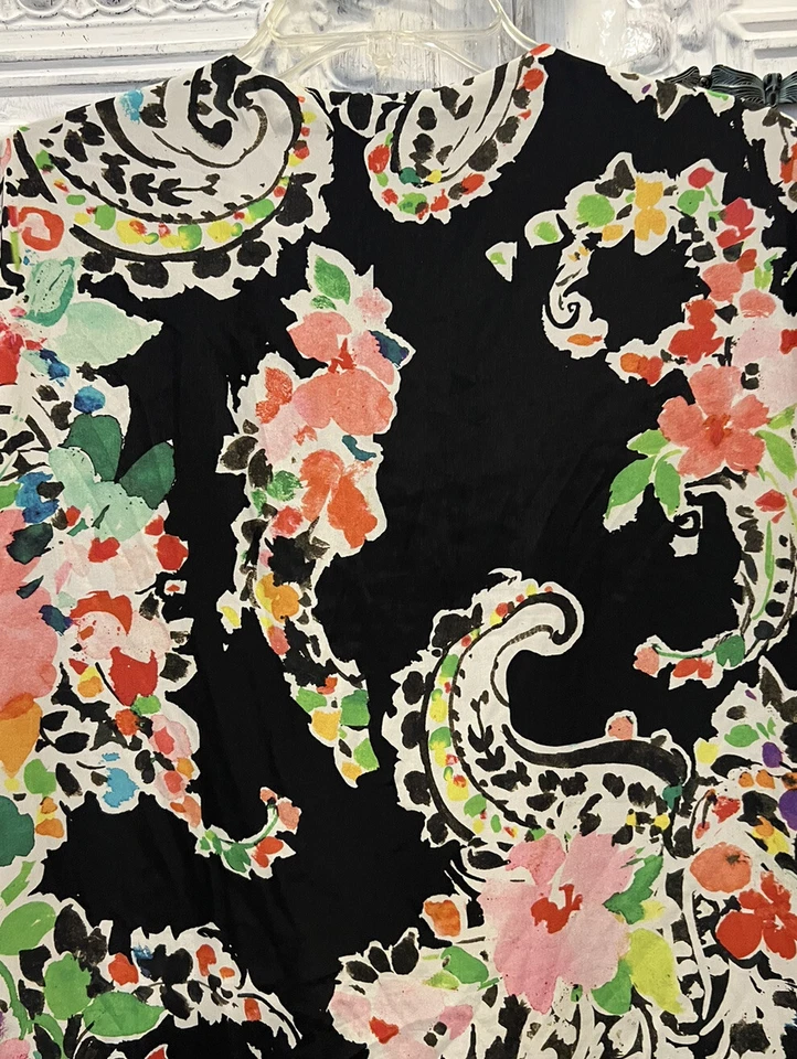 Vestido Ralph Lauren Para Mujer Talla 4 Pequeño Negro Floral Gasa Forrado Cuello en V 4P Foto 4 de 4