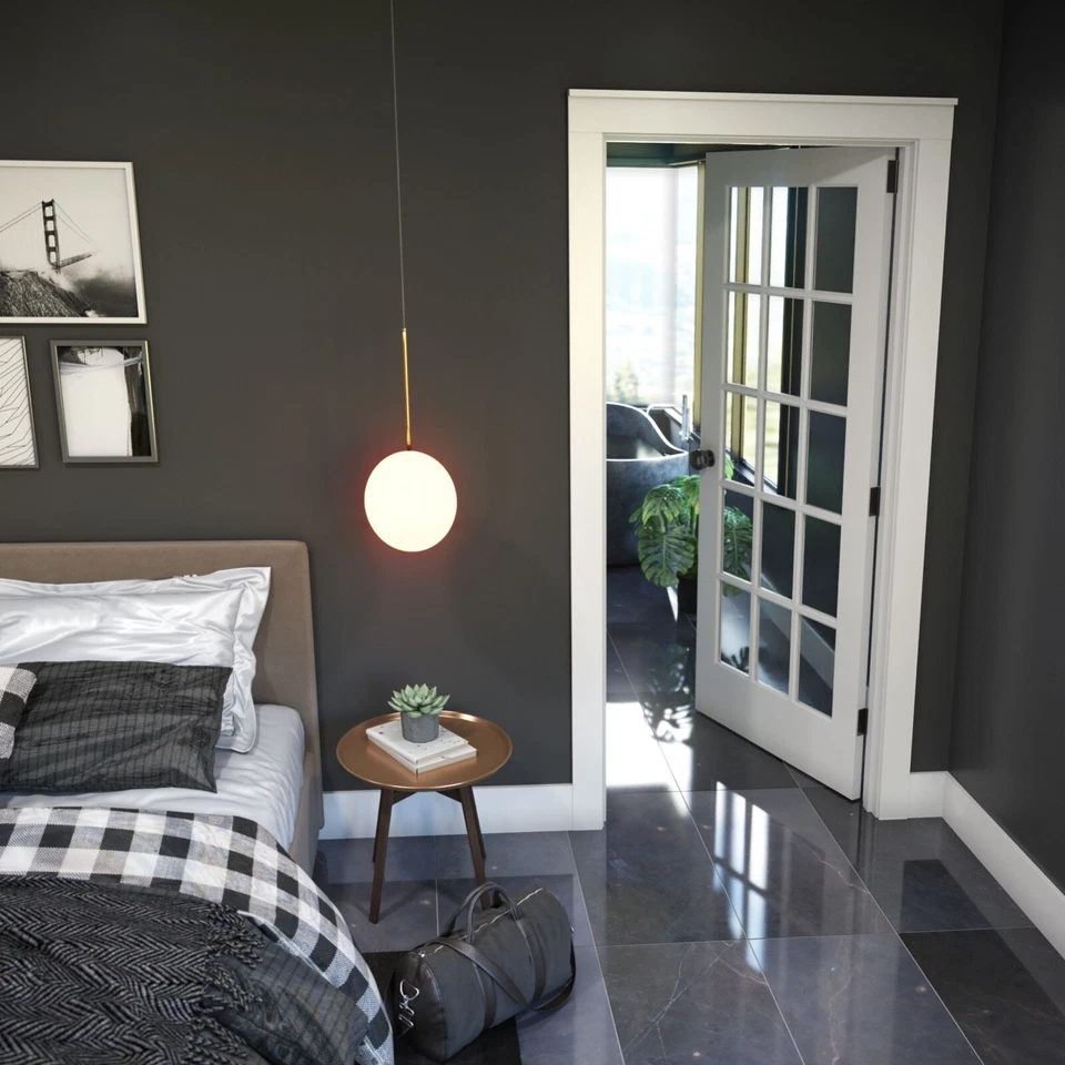 Prehung 15 Lite Primed Smooth MDF Solid Wood Interior French Doors 6'8 Height - Image 3 of 4