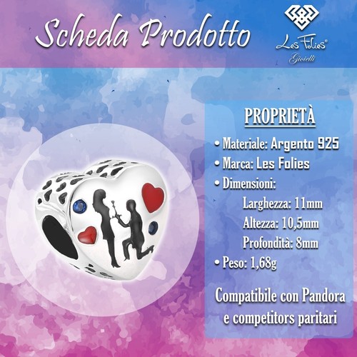 Charm Coppia Innamorati in argento 925 - Les Folies (Modello Pandora) - Foto 4 di 8