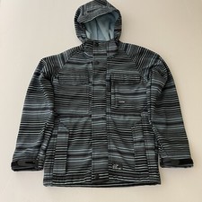 Boys Ski Parka Jacket 12 Hooded Full Zip Blue Black Stripes Chest 34" Austrailia