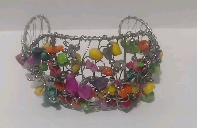Multicolor Beaded Cuff Bracelet - image 2