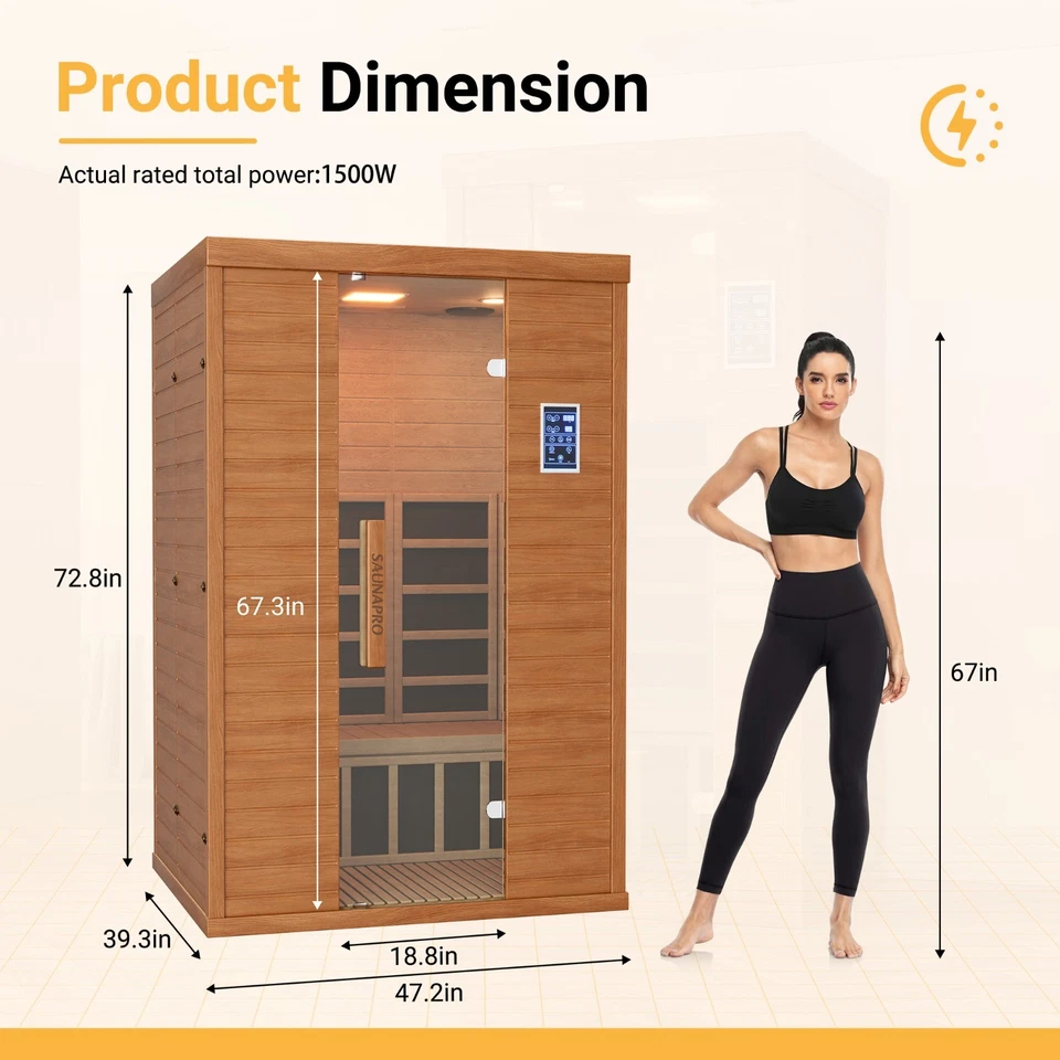 2- Person Infrared Sauna, Remotely Controllable Indoor Sauna, Low EMF 1500W/120V - Image 4 of 4