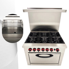 6-Burners Gas Clay Pot Stove with Integrated Oven Natural Gas Commercial Kitchen