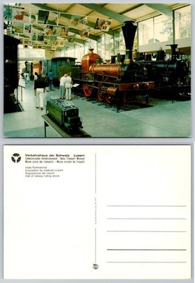 Swiss Transport Museum Luzern Vintage Postcard Railway Hall Steam Locomotive