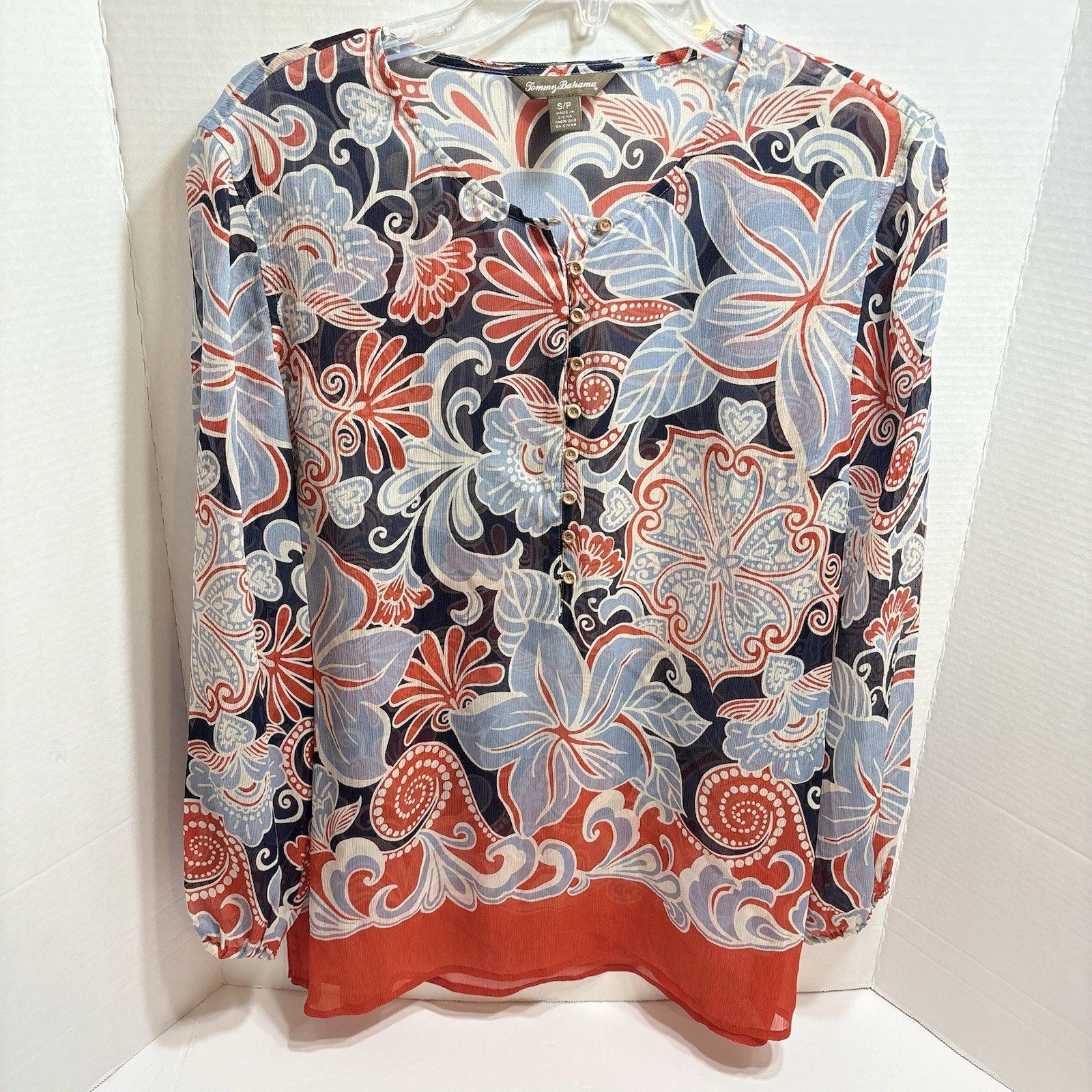 Tommy Bahama Women’s Silk Peasant Top Floral Beach