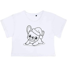 'Cute French Bulldog Puppy Wearing Santa Hat' Adult Crop Tops (CO058964)