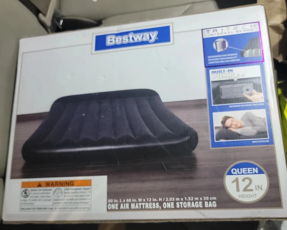SEALED! NIB! Bestway Aerolax Raised Air Mattress Queen Sz #67465E in Black. R2S! - Image 3 of 4
