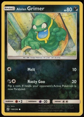 Alolan Grimer 130/236 Cosmic Eclipse Reverse Holo Common Pokemon Karte - NM